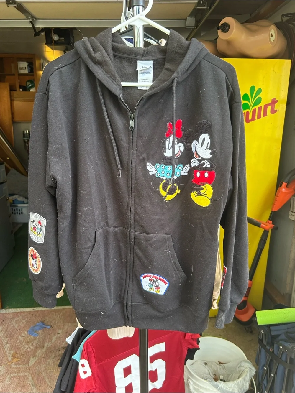 Disney Black Zip-Up Hoodie with Mickey & Minnie Appliqués